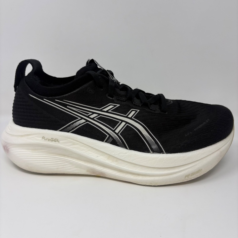 ASICS GEL-Nimbus 27 Womens Size 8 Wide Black White Running Shoes (1012B752)